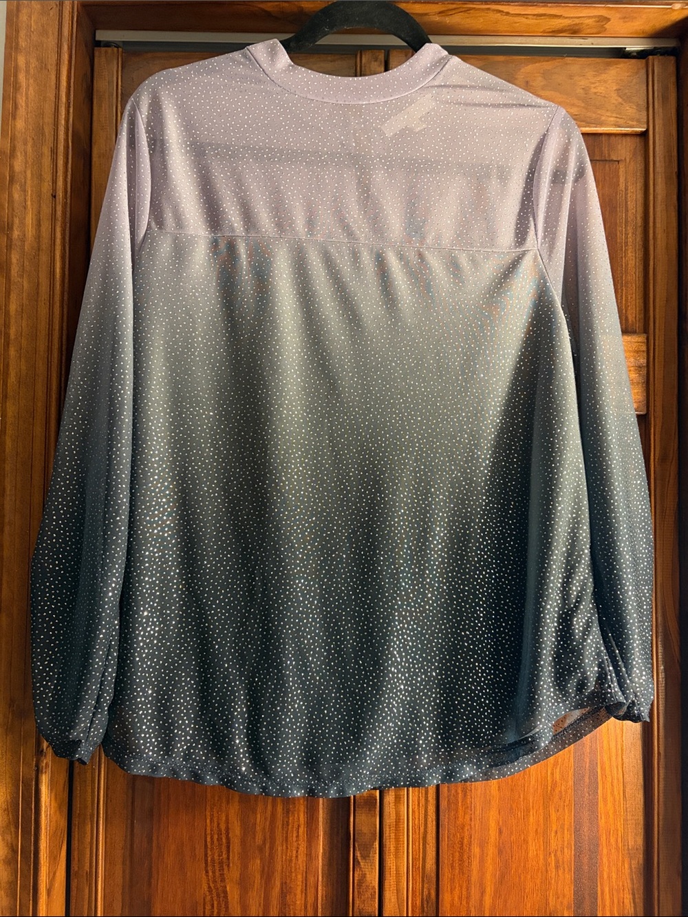 Gradient Lavender-to-Black Long-Sleeve Sparkle Top